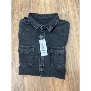 NWT  ATOFY Men's Casual Slim Fit  Distressed Denim shirt  Size: Medium